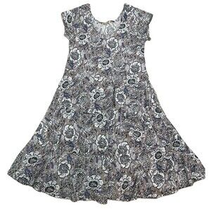 Dress Addict Womens M Neutrals Floral A-Line Pockets Flowy Long Boho Cottagecore